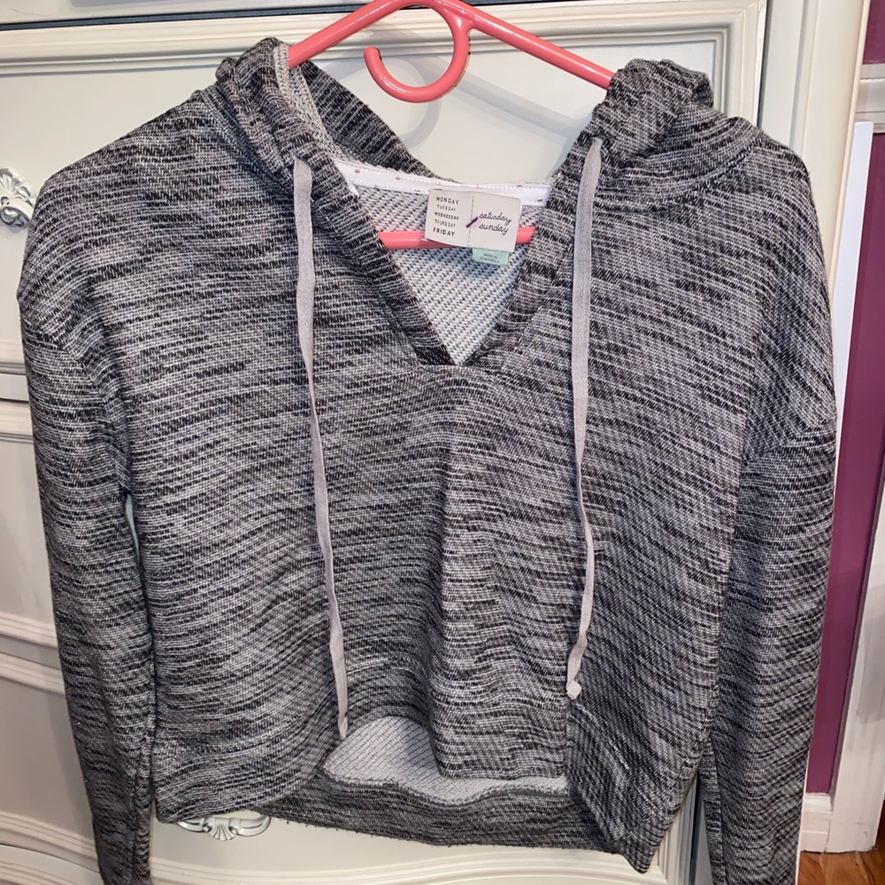 Crop grey silver hoodie
